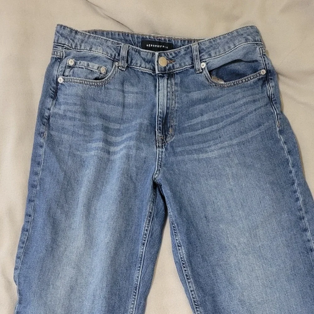 Aeropostale High Rise Wide Leg Jeans Medium Wash Blue‎ Denim Size 12 RN154379